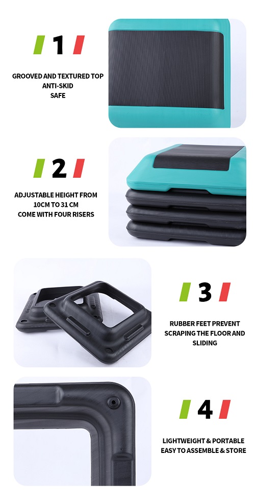 4人のライザーを備えた調整可能なハイステップ有酸素プラットフォーム