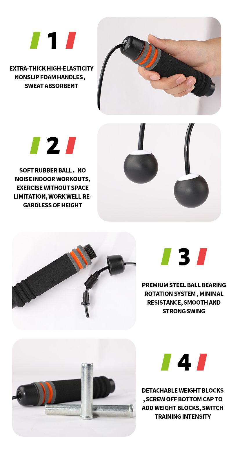 2つの重み付きブロックを備えた卸売ボールベアリングスチールワイヤージャンプロープ工場 2つの重み付きブロックを備えた卸売ボールベアリングスチールワイヤージャンプロープ工場