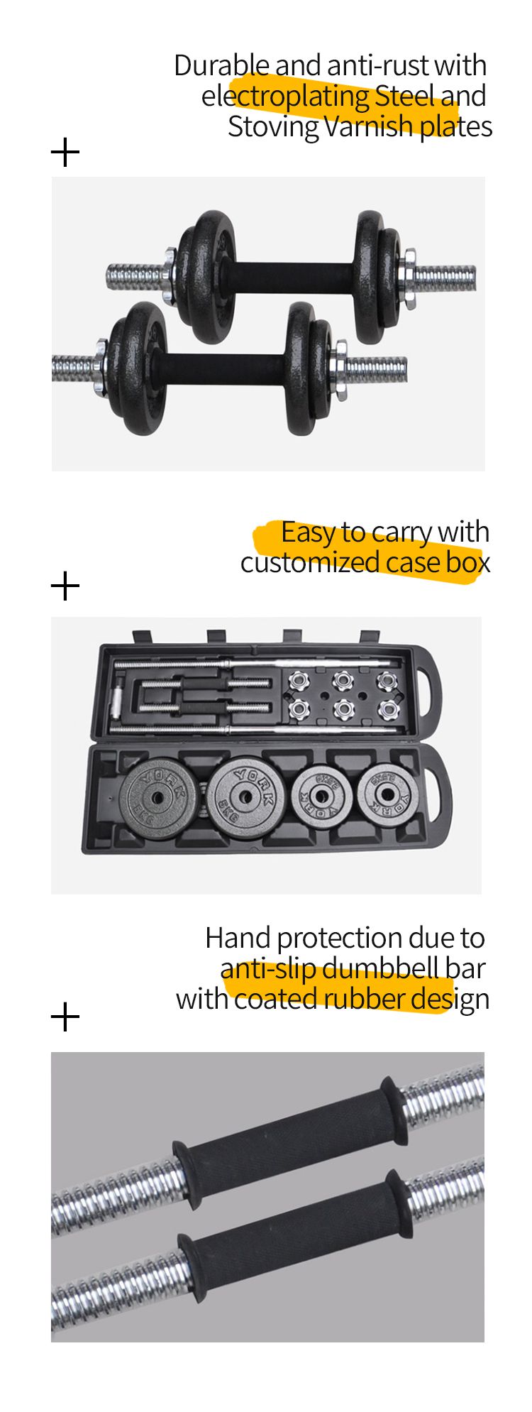 卸売多機能鉄鋳造ペイントダンベルバーベルキット