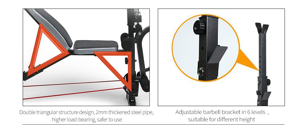 バーベルバープレスラックはベンチに座っています