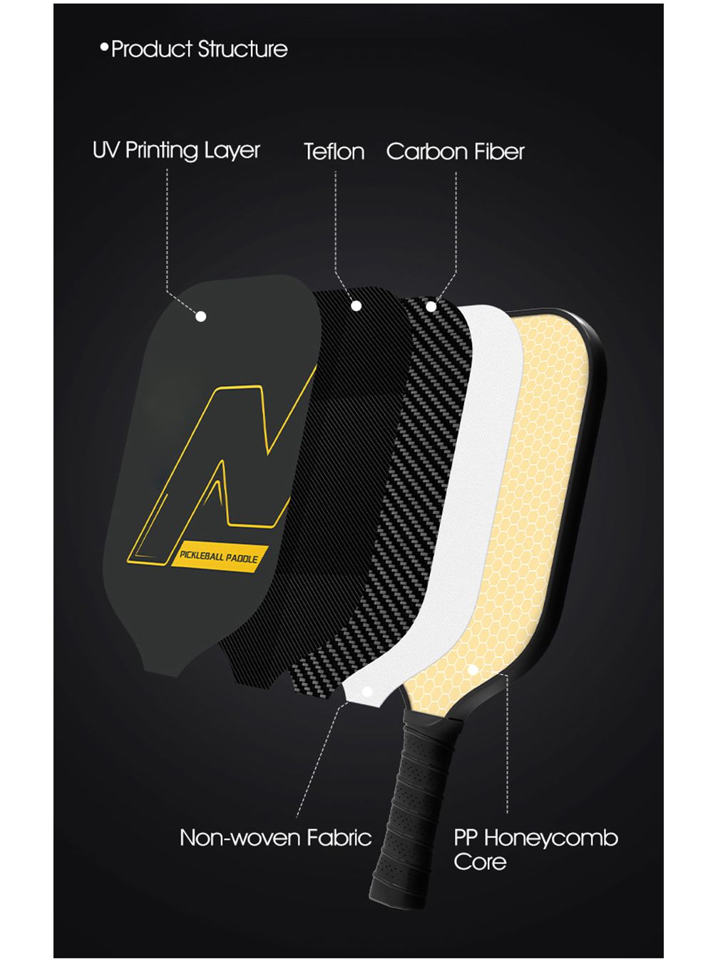 攻撃炭素繊維PTFEシングルラケット