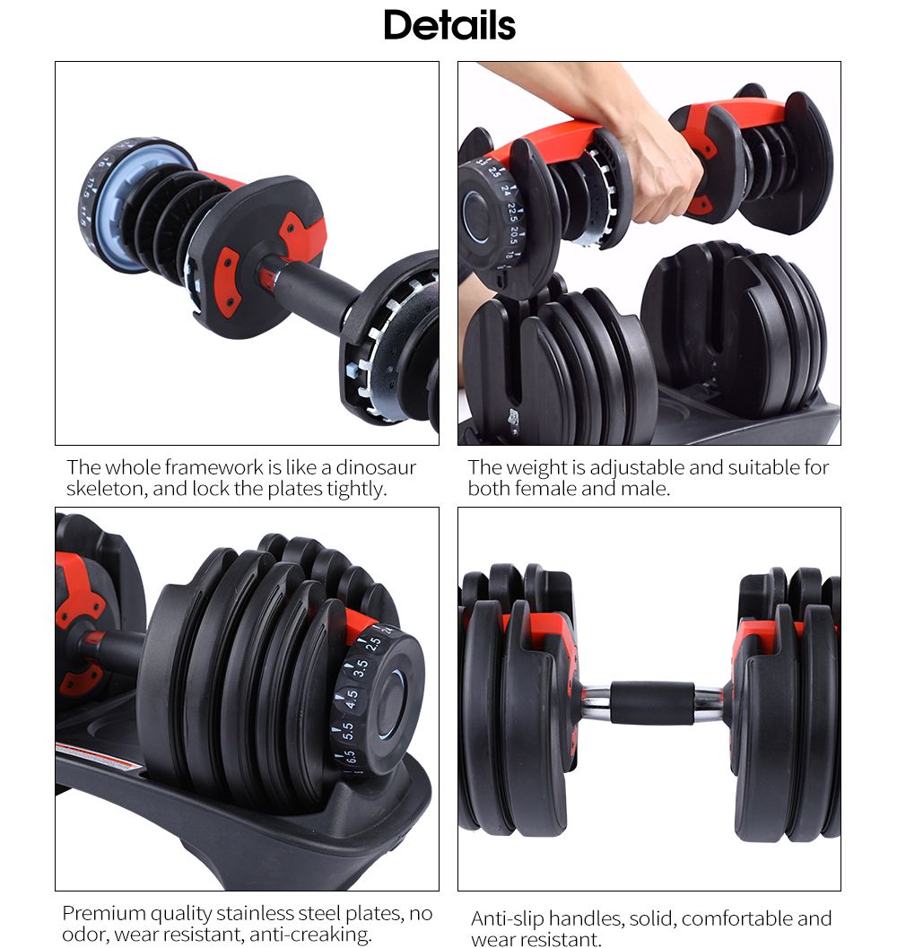 15の重量設定を備えた調整可能なダンベル