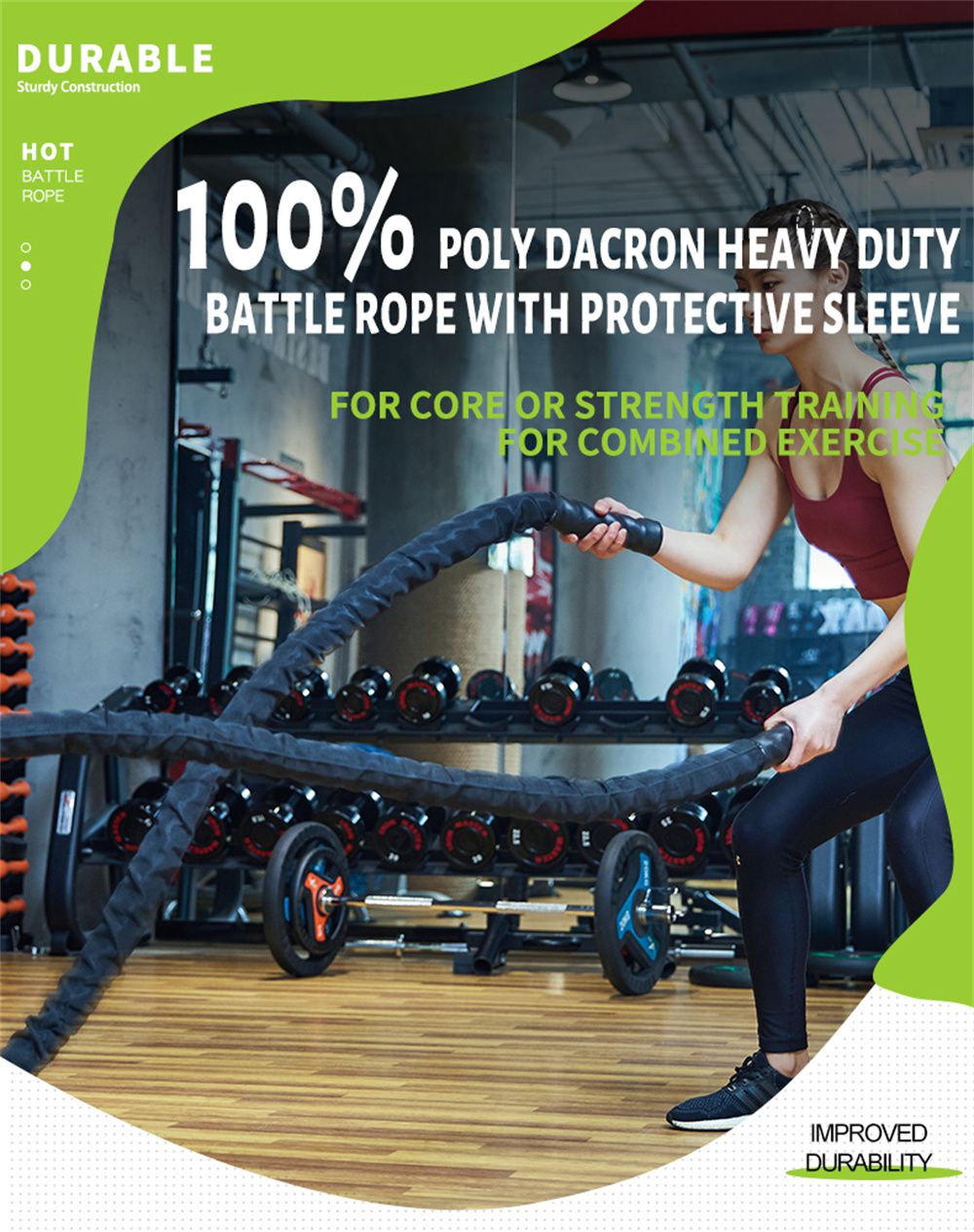 保護スリーブを使用したバトルロープトレーニング 保護スリーブを使用したバトルロープトレーニング