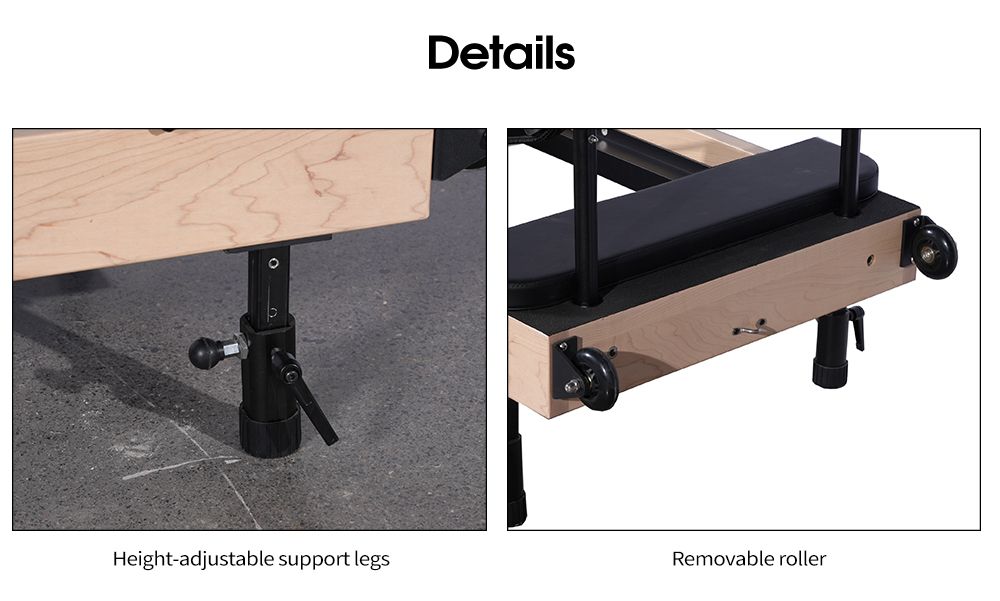メープル折りたたみピラティス改革者(調整可能な脚の高さ) メープル折りたたみピラティス改革者(調整可能な脚の高さ)