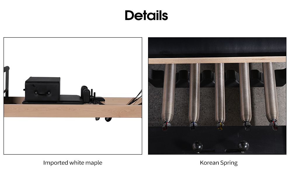 ボディトレーニングコアベッドメープルウッドピラティスリフォーマーマシン内部フットレスト