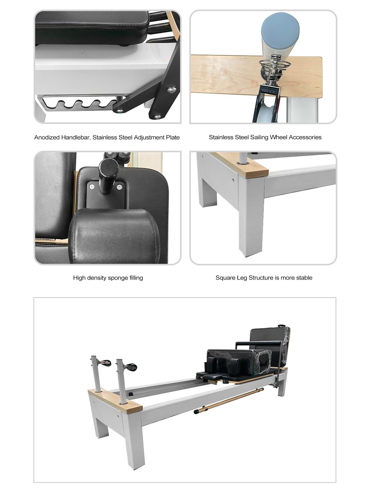 カスタマイズ可能な安定したアルミニウムピラティスリフォーマー4.0