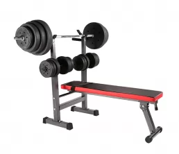 Dumbbell Barbell Rackを備えた多機能折りたたみ式トレーニングベンチセット