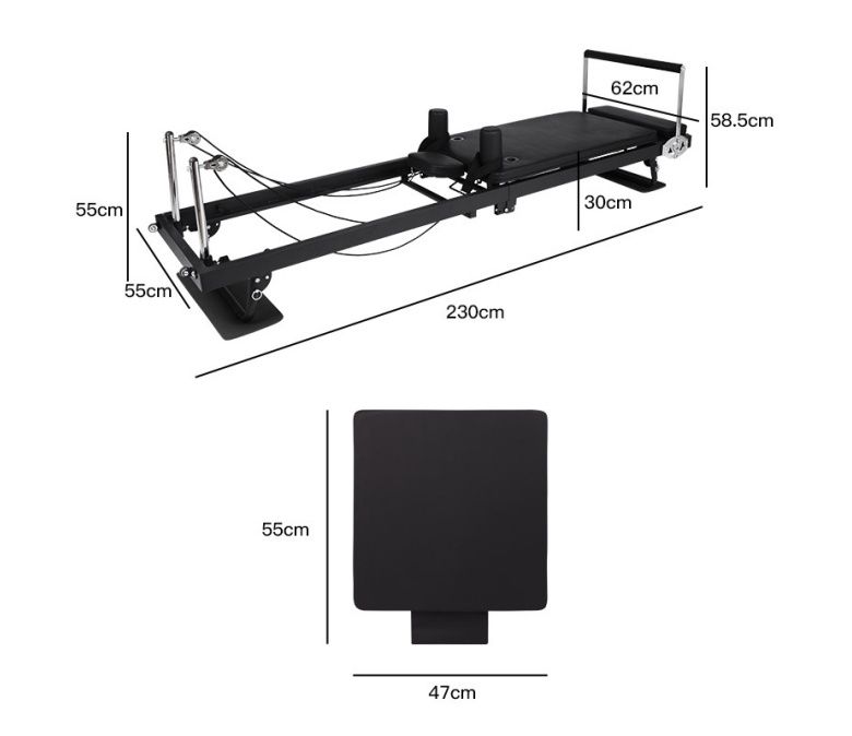 折りたたみ可能な改革者ピラティスマシンを使用するためのマシン