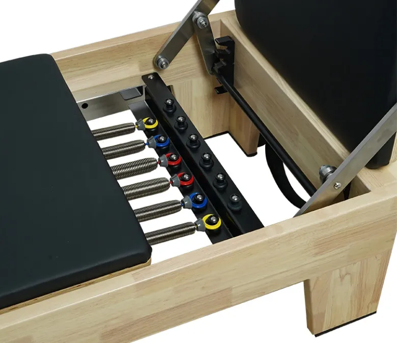 一体型フットバー付きオーク リフォーマー ベッド