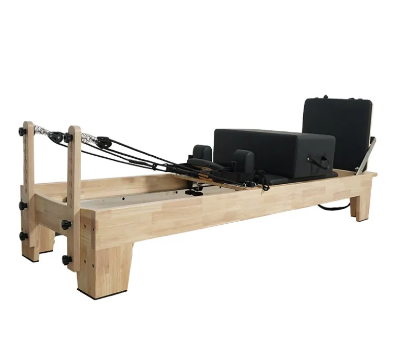 一体型フットバー付きオーク リフォーマー ベッド