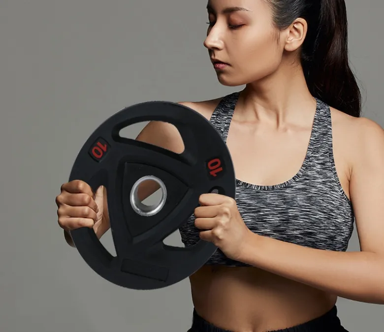 3つのグリップホールを備えた丸いバーベルウェイトプレート